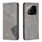 For Redmi Note 14 Pro 5G / Note 14 Pro+ 5G Rhombus Texture Magnetic Leather Phone Case(Grey) - 1