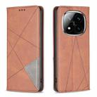 For Redmi Note 14 Pro 5G / Note 14 Pro+ 5G Rhombus Texture Magnetic Leather Phone Case(Brown) - 1