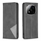 For Redmi Note 14 Pro 5G / Note 14 Pro+ 5G Rhombus Texture Magnetic Leather Phone Case(Black) - 1