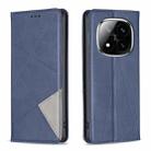 For Redmi Note 14 Pro 5G / Note 14 Pro+ 5G Rhombus Texture Magnetic Leather Phone Case(Blue) - 1