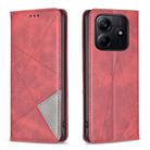 For Redmi Note 14 4G 163.25mm Rhombus Texture Magnetic Leather Phone Case(Red) - 1