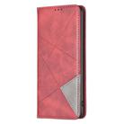 For Redmi Note 14 4G 163.25mm Rhombus Texture Magnetic Leather Phone Case(Red) - 3