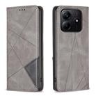 For Redmi Note 14 4G 163.25mm Rhombus Texture Magnetic Leather Phone Case(Grey) - 1