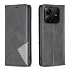 For Redmi Note 14 4G 163.25mm Rhombus Texture Magnetic Leather Phone Case(Black) - 1