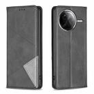 For Redmi K80 / K80 Pro Rhombus Texture Magnetic Leather Phone Case(Black) - 1