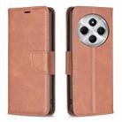 For Redmi 14C 4G Lambskin Texture Pure Color Flip Leather Phone Case(Brown) - 1