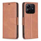 For Redmi Note 14 5G Lambskin Texture Pure Color Flip Leather Phone Case(Brown) - 1