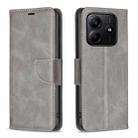 For Redmi Note 14 5G Lambskin Texture Pure Color Flip Leather Phone Case(Grey) - 1