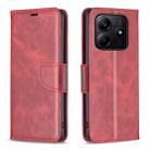 For Redmi Note 14 5G Lambskin Texture Pure Color Flip Leather Phone Case(Red) - 1