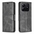 For Redmi Note 14 5G Lambskin Texture Pure Color Flip Leather Phone Case(Black) - 1