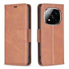 For Redmi Note 14 Pro / Note 14 Pro+ Lambskin Texture Pure Color Flip Leather Phone Case(Brown) - 1