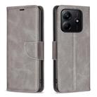 For Redmi Note 14 4G 163.25mm Lambskin Texture Pure Color Flip Leather Phone Case(Grey) - 1