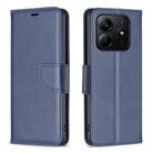 For Redmi Note 14 4G 163.25mm Lambskin Texture Pure Color Flip Leather Phone Case(Blue) - 1