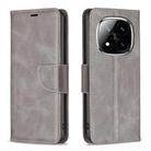 For Redmi Note 14 Pro 4G Lambskin Texture Pure Color Flip Leather Phone Case(Grey) - 1