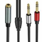 0.3m Gold Plated 6.35mm Female to 2 x 6.35mm Male Stereo Audio Adapter Y Splitter Cable(Black) - 2