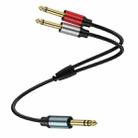 0.3m Gold Plated 6.35mm Male Dual Sound TRS Stereo to?2 x 6.35mm Male TS Mono Y Splitter Adapter Audio Cable(Black) - 1