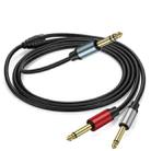 2m Gold Plated 6.35mm Male Dual Sound TRS Stereo to?2 x 6.35mm Male TS Mono Y Splitter Adapter Audio Cable(Black) - 1