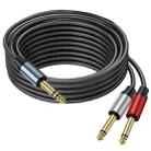 5m Gold Plated 6.35mm Male Dual Sound TRS Stereo to?2 x 6.35mm Male TS Mono Y Splitter Adapter Audio Cable(Black) - 1