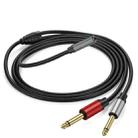 2m Gold Plated 3.5mm TRS Female to 2 x 6.35mm TS Male Mono Y Splitter Adapter Audio Cable(Black) - 1