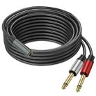 5m Gold Plated 3.5mm TRS Female to 2 x 6.35mm TS Male Mono Y Splitter Adapter Audio Cable(Black) - 1