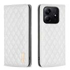 For Redmi Note 14 5G Diamond Lattice Magnetic Leather Flip Phone Case(White) - 1