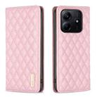 For Redmi Note 14 5G Diamond Lattice Magnetic Leather Flip Phone Case(Pink) - 1