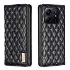 For Redmi Note 14 5G Diamond Lattice Magnetic Leather Flip Phone Case(Black) - 1