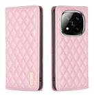 For Redmi Note 14 Pro 5G / Note 14 Pro+ 5G Diamond Lattice Magnetic Leather Flip Phone Case(Pink) - 1