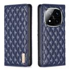 For Redmi Note 14 Pro 4G Diamond Lattice Magnetic Leather Flip Phone Case(Blue) - 1