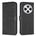 For Redmi 14C 4G Four-leaf Embossed Leather Phone Case(Black) - 1