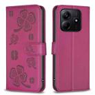 For Redmi Note 14 5G Four-leaf Embossed Leather Phone Case(Rose Red) - 1