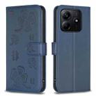 For Redmi Note 14 5G Four-leaf Embossed Leather Phone Case(Blue) - 1