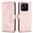 For Redmi Note 14 5G Four-leaf Embossed Leather Phone Case(Pink) - 1