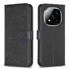 For Redmi Note 14 Pro 5G / Note 14 Pro+ 5G Four-leaf Embossed Leather Phone Case(Black) - 1