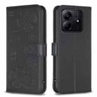 For Redmi Note 14 4G 163.25mm Four-leaf Embossed Leather Phone Case(Black) - 1