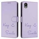 For Samsung Galaxy A04 Core / A03 Core Smile Embossing RFID Leather Phone Case(Light Purple) - 3