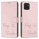 For Samsung Galaxy A03 166mm Smile Embossing RFID Leather Phone Case(Pink) - 3