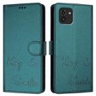 For Samsung Galaxy A03 166mm Smile Embossing RFID Leather Phone Case(Peacock Green) - 3