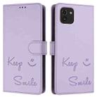 For Samsung Galaxy A03 166mm Smile Embossing RFID Leather Phone Case(Light Purple) - 3