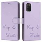 For Samsung Galaxy A03s 164mm Smile Embossing RFID Leather Phone Case(Light Purple) - 3