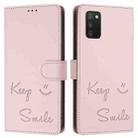For Samsung Galaxy A03s 166mm Smile Embossing RFID Leather Phone Case(Pink) - 3