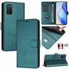 For Samsung Galaxy A03s 166mm Smile Embossing RFID Leather Phone Case(Peacock Green) - 1