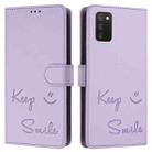 For Samsung Galaxy A03s 165.8mm Smile Embossing RFID Leather Phone Case(Light Purple) - 3