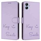 For Samsung Galaxy A04e / F04 / M04 4G Smile Embossing RFID Leather Phone Case(Light Purple) - 3