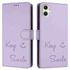 For Samsung Galaxy A05 4G Global Smile Embossing RFID Leather Phone Case(Light Purple) - 3