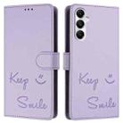 For Samsung Galaxy A05s 4G Global Smile Embossing RFID Leather Phone Case(Light Purple) - 3