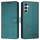 For Samsung Galaxy A14 5G / 4G Smile Embossing RFID Leather Phone Case(Peacock Green) - 3