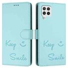 For Samsung Galaxy A22 4G Smile Embossing RFID Leather Phone Case(Mint Green) - 3