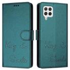 For Samsung Galaxy A22 4G Smile Embossing RFID Leather Phone Case(Peacock Green) - 3