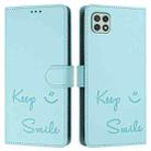 For Samsung Galaxy A22 5G / A22s / F42 5G Smile Embossing RFID Leather Phone Case(Mint Green) - 3
